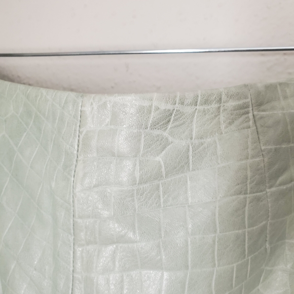 Women's Plus Dana Buchman Sage Green Crocodile Style Lamb Leather Pants Vintage - Picture 3 of 5